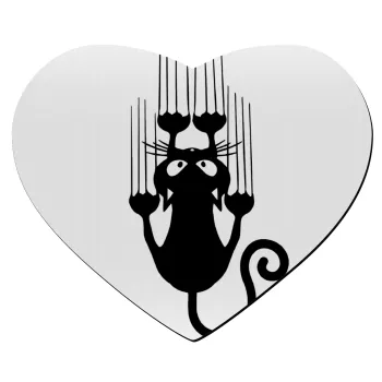 Cat scratching, Mousepad heart 23x20cm