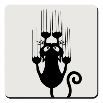 Cat scratching, Τετράγωνο μαγνητάκι ξύλινο 9x9cm