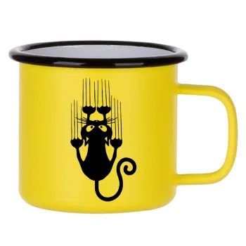 Cat scratching, Metallic enamel MATT Yellow cup 360ml