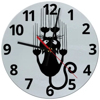 Cat scratching, Ρολόι τοίχου γυάλινο (30cm)