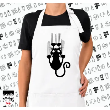 Cat scratching, Ποδιά μακριά Σεφ ολόσωμη με τσέπες white (ΕΝΗΛΙΚΩΝ)