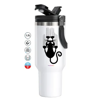 Cat scratching, Mega Stainless steel Tumbler with lid, double wall 1,2L