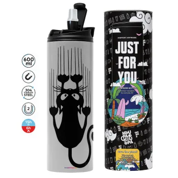 Cat scratching, Tumbler stainless steel GREY 600ml
