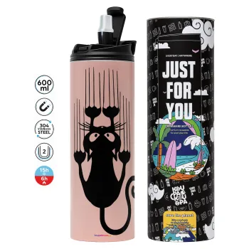Cat scratching, Tumbler stainless steel PINK 600ml