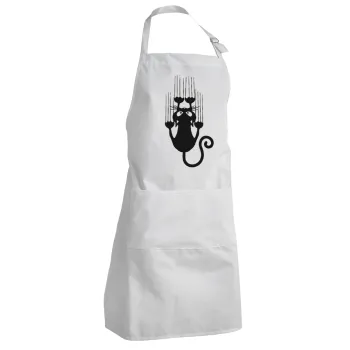 Cat scratching, Adult Chef Apron (with sliders and 2 pockets)