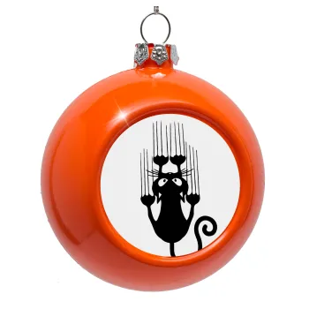 Cat scratching, Στολίδι Χριστουγεννιάτικη μπάλα δένδρου Πορτοκαλί 8cm