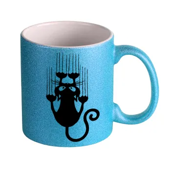 Cat scratching, Κούπα Σιέλ Glitter που γυαλίζει, κεραμική, 330ml