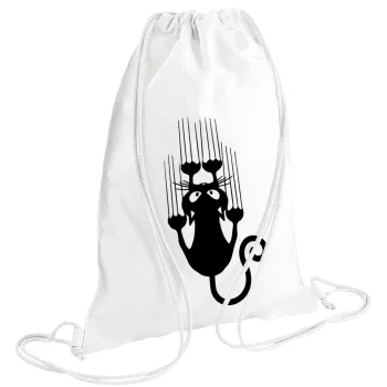 Cat scratching, Backpack pouch GYMBAG white (28x40cm)