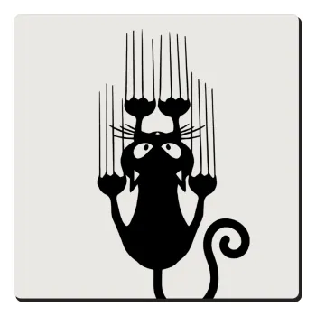 Cat scratching, Τετράγωνο μαγνητάκι ξύλινο 6x6cm