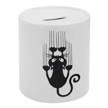 Cat scratching, Κουμπαράς πορσελάνης με τάπα