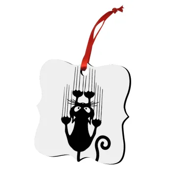 Cat scratching, Christmas ornament polygon wooden 7.5cm