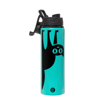 Cat upside down, Μεταλλικό παγούρι νερού με καπάκι ασφαλείας, αλουμινίου 850ml