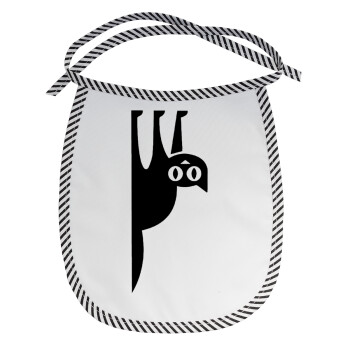 Cat upside down, Σαλιάρα μωρού αλέκιαστη με κορδόνι Μαύρη