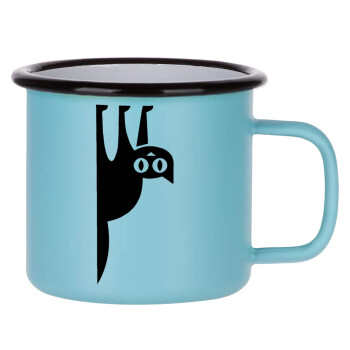 Cat upside down, Κούπα Μεταλλική εμαγιέ ΜΑΤ σιέλ 360ml