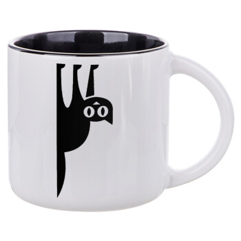 Cat upside down, Κούπα κεραμική 400ml Λευκή/Μαύρη