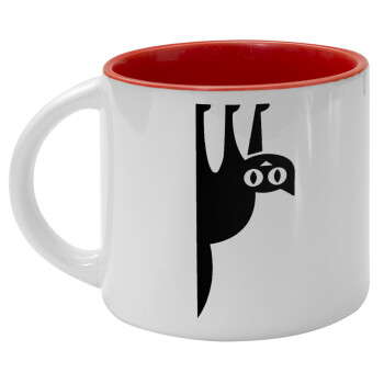 Cat upside down, Κούπα κεραμική 400ml Λευκή/Κόκκινη