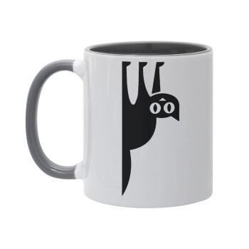 Cat upside down, Mug colored grey, ceramic, 330ml