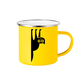 Cat upside down, Yellow Enamel Metallic Cup 360ml
