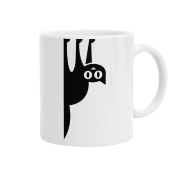 Cat upside down, Ceramic coffee mug, 330ml (1pcs)