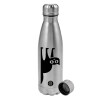 Metallic water bottle, stainless steel, 750ml