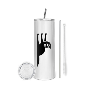 Cat upside down, Tumbler stainless steel 600ml, with metal straw & cleaning brush