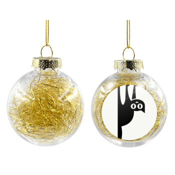 Cat upside down, Χριστουγεννιάτικη μπάλα δένδρου διάφανη με χρυσό γέμισμα 8cm