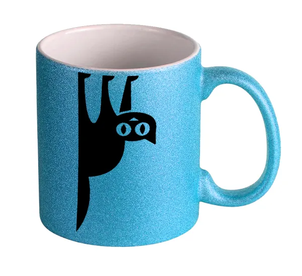 Cat upside down — Κούπα Σιέλ Glitter που γυαλίζει, κεραμική, 330ml