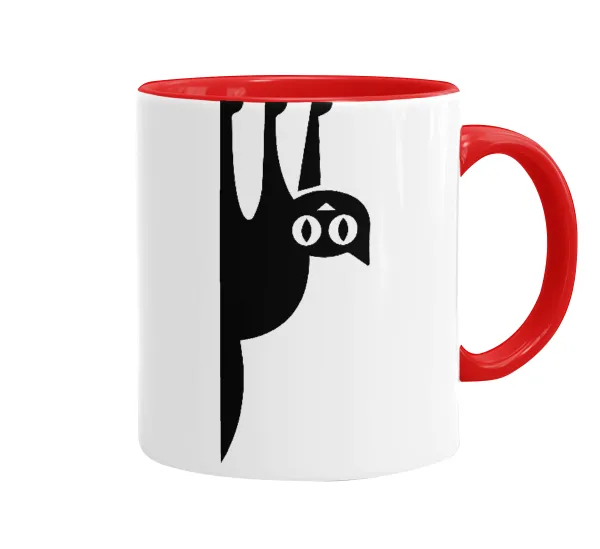 Cat upside down — Mug colored red, ceramic, 330ml