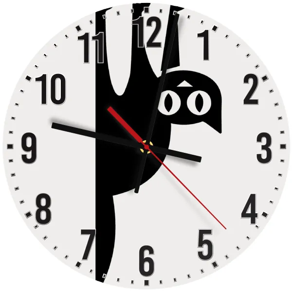 Cat upside down — Wooden wall clock (30cm)