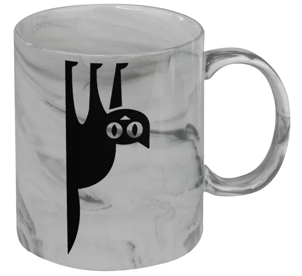Cat upside down — Mug ceramic marble style, 330ml