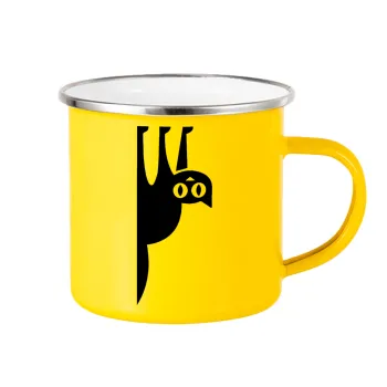 Cat upside down, Yellow Enamel Metallic Cup 360ml