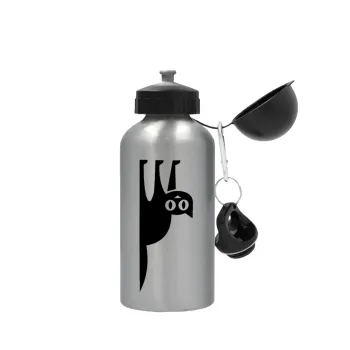 Cat upside down, Μεταλλικό παγούρι νερού, Ασημένιο, αλουμινίου 500ml