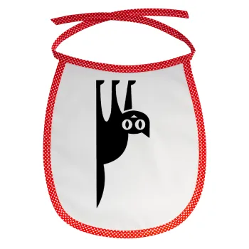 Cat upside down, Σαλιάρα μωρού αλέκιαστη με κορδόνι Κόκκινη