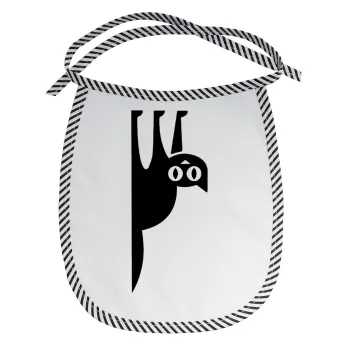 Cat upside down, Σαλιάρα μωρού αλέκιαστη με κορδόνι Μαύρη