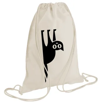 Cat upside down, Backpack bag GYMBAG natural (28x40cm)