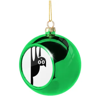 Cat upside down, Green Christmas tree ornament ball 8cm
