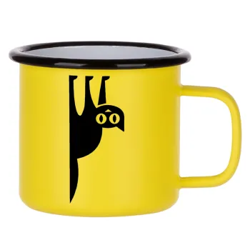 Cat upside down, Metallic enamel MATT Yellow cup 360ml