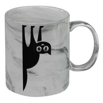 Cat upside down, Mug ceramic marble style, 330ml