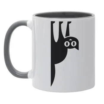 Cat upside down, Mug colored grey, ceramic, 330ml