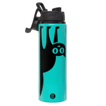 Cat upside down, Μεταλλικό παγούρι νερού με καπάκι ασφαλείας, αλουμινίου 850ml