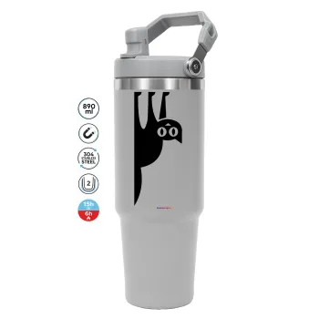 Cat upside down, GREY color, 890ml (30oz) stainless Steel Tumbler with Handle