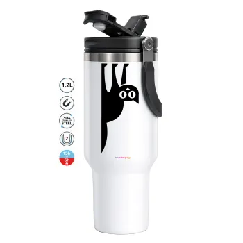 Cat upside down, Mega Stainless steel Tumbler with lid, double wall 1,2L