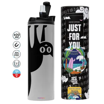 Cat upside down, Tumbler stainless steel GREY 600ml