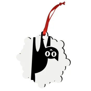 Cat upside down, Christmas ornament snowflake wooden 7.5cm