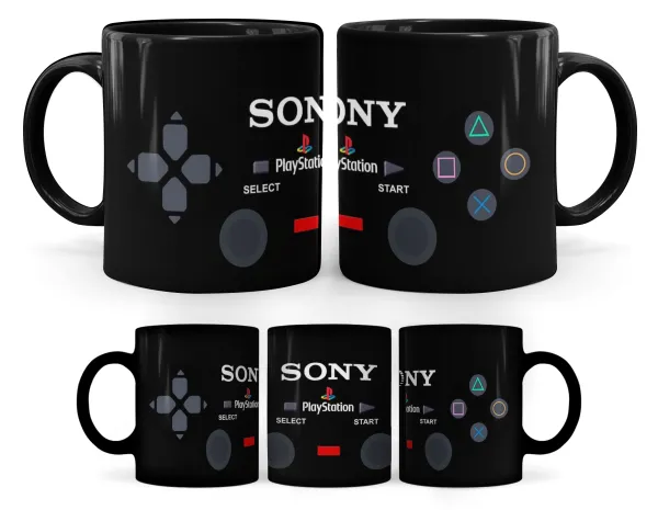 Playstation full wrap — Mug black, ceramic, 330ml
