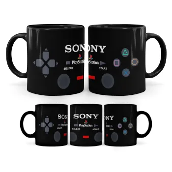 Playstation full wrap, Κούπα Μαύρη, κεραμική, 330ml