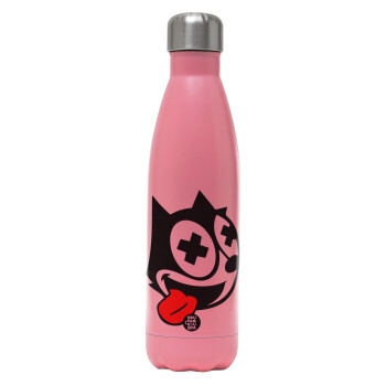 helix the cat, Metal mug thermos Pink Mat (Stainless steel), double wall, 500ml