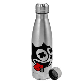 helix the cat, Metallic water bottle, stainless steel, 750ml