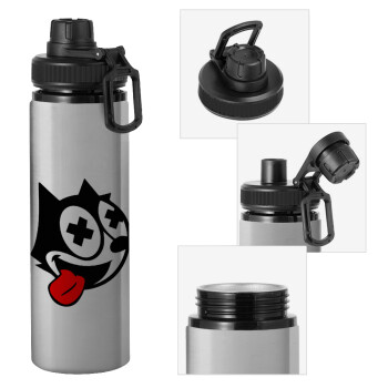 helix the cat, Metallic water bottle with safety cap, 850ml aluminum