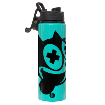 helix the cat, Metallic water bottle with safety lid, 850ml aluminum